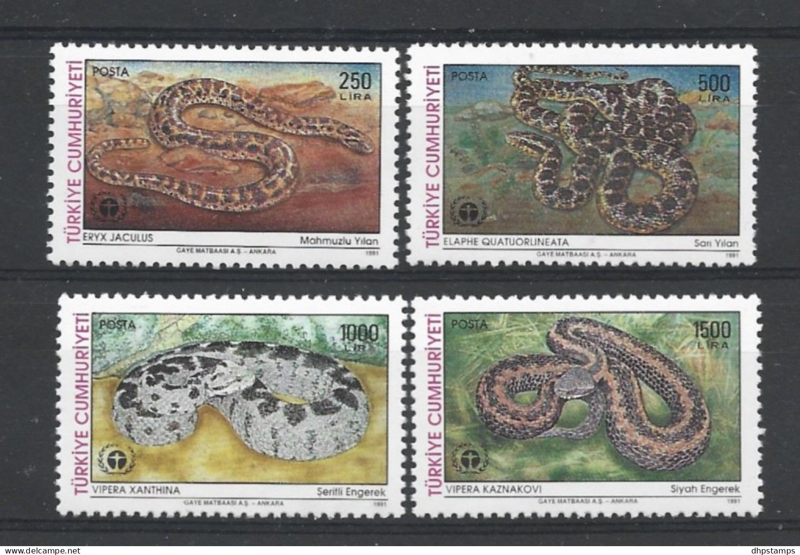 Turkije 1991 Reptiles Y.T. 2686/2689 ** - Nuovi