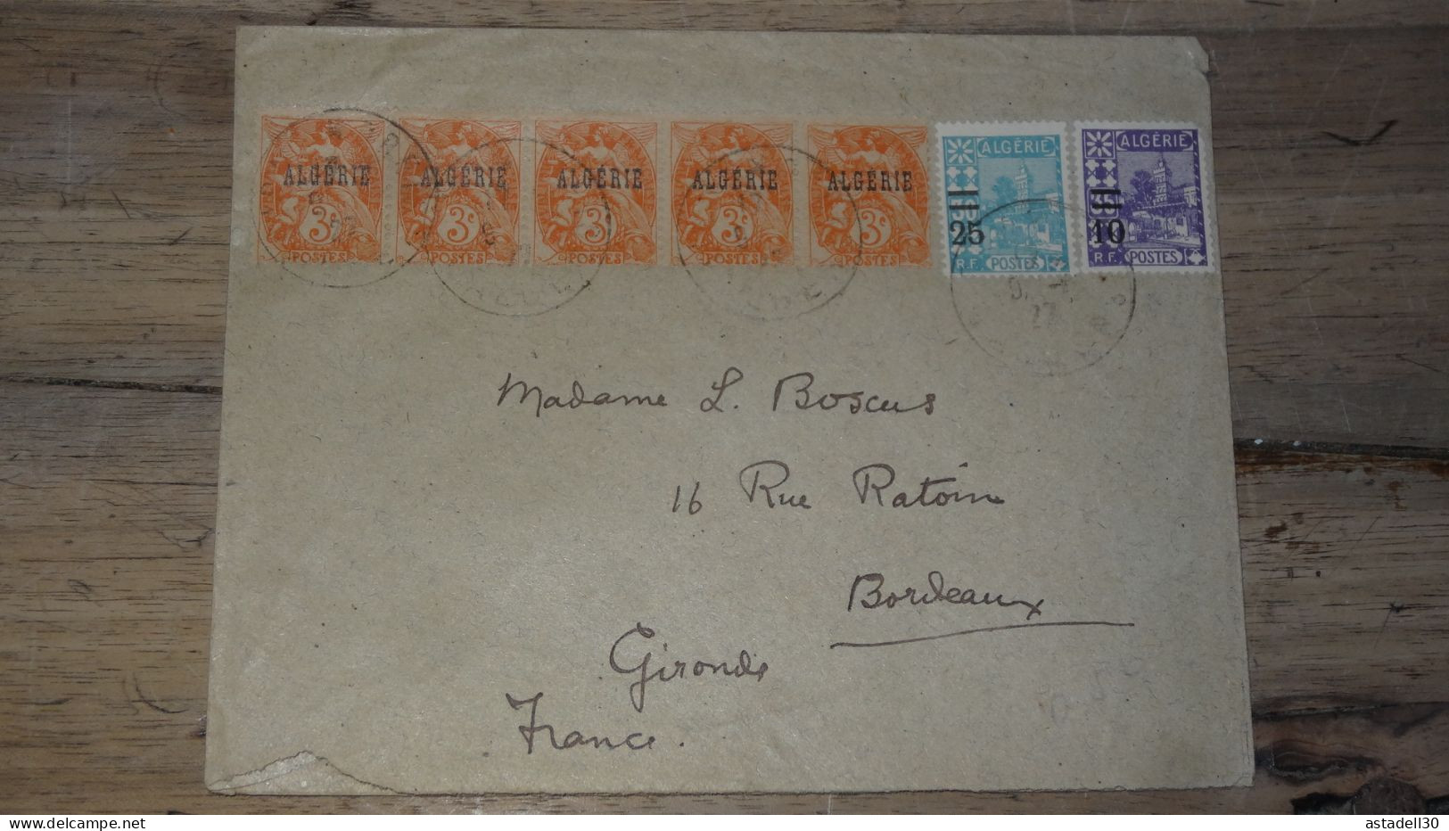 Enveloppe ALGERIE,  Alger 1927  ............ Boite1.......... 240424-21 - Briefe U. Dokumente