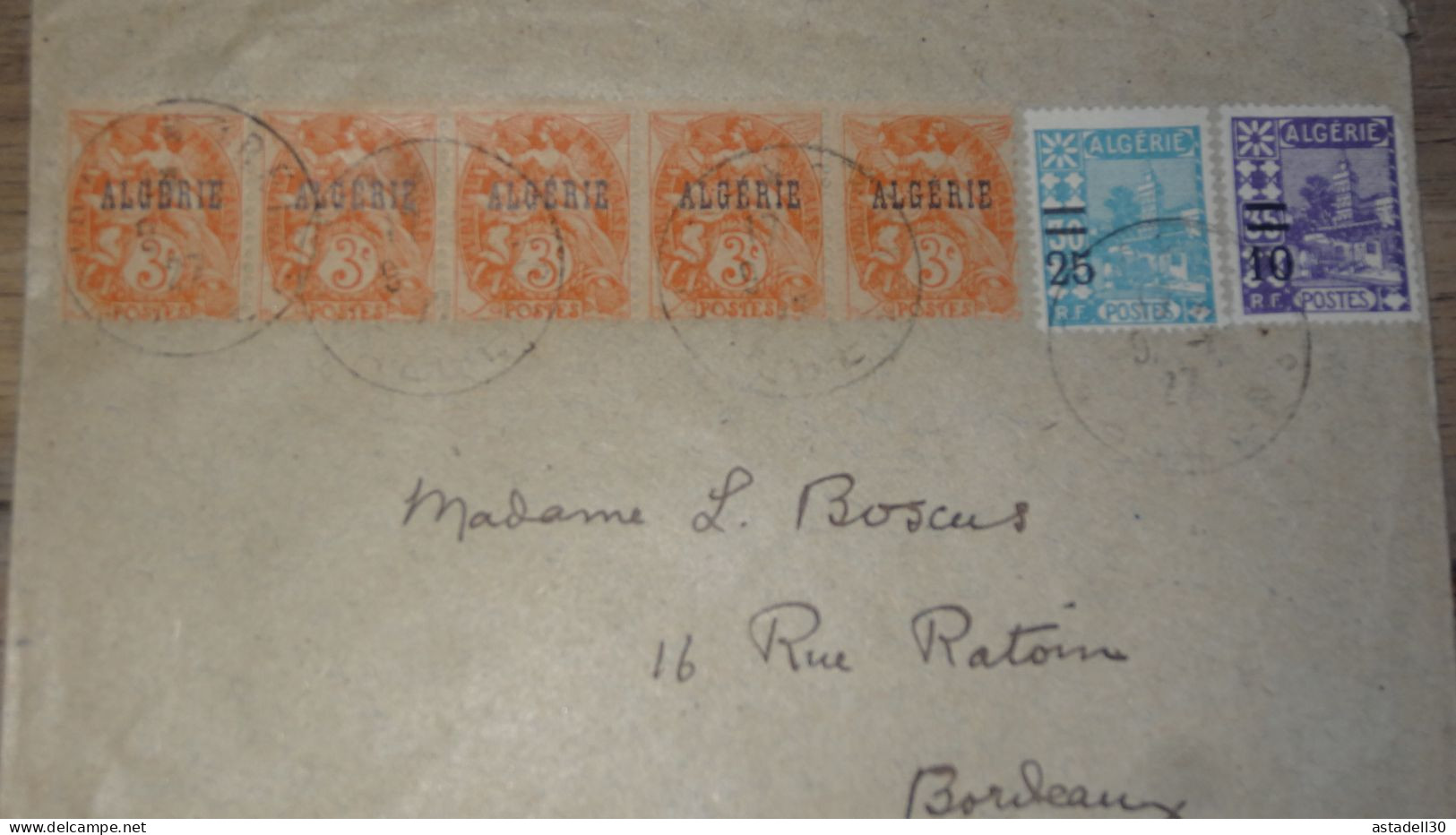 Enveloppe ALGERIE,  Alger 1927  ............ Boite1.......... 240424-21 - Storia Postale