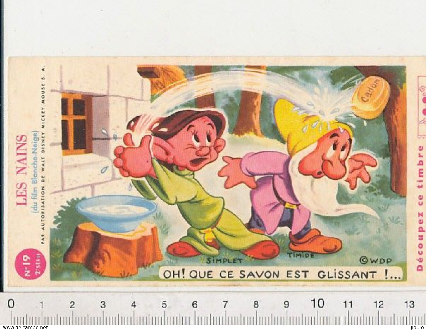 Vintage Image N° 19 Savon Glissant Cadum Simplet Les Sept Nains (du Film) Blanche-Neige (Walt Disney) 222C1 - Other & Unclassified