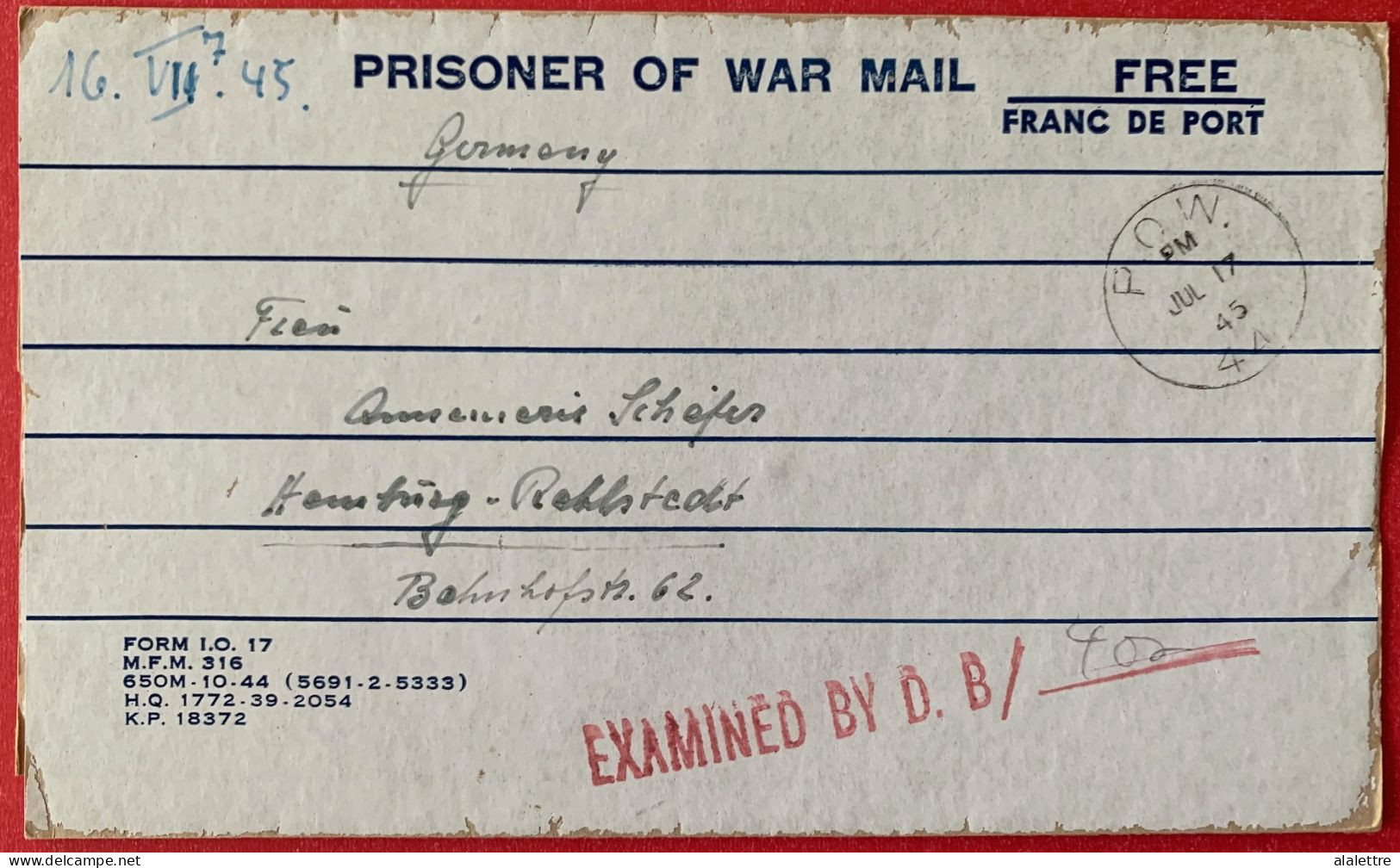 1942 CANADA P.O.W. Camp 44  Prisoner Of War Censored Letter Card  Adressée En Allemagne - Brieven En Documenten