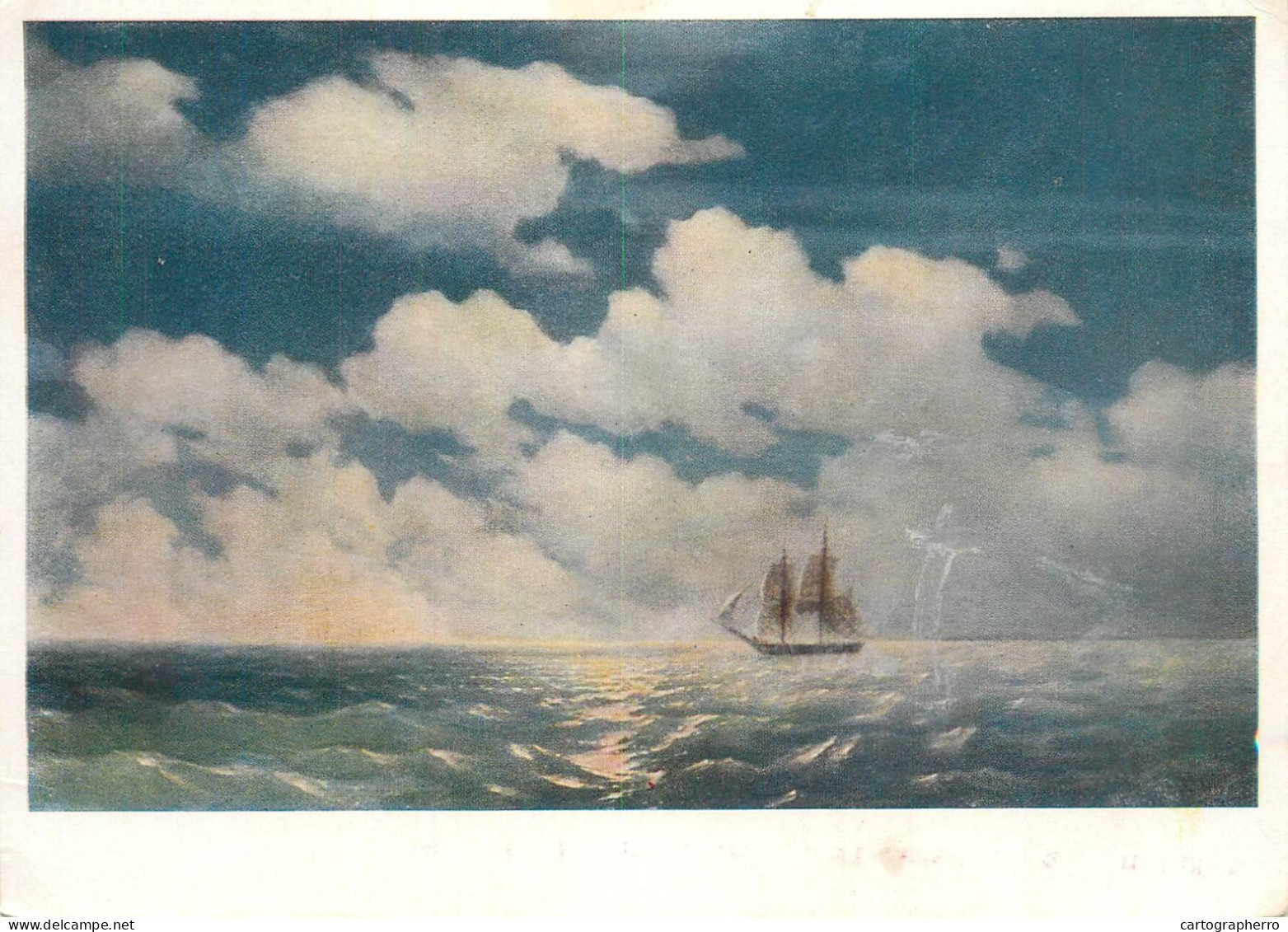 Navigation Sailing Vessels & Boats Themed Postcard Russia Painting Sail Ship Open Seas - Segelboote