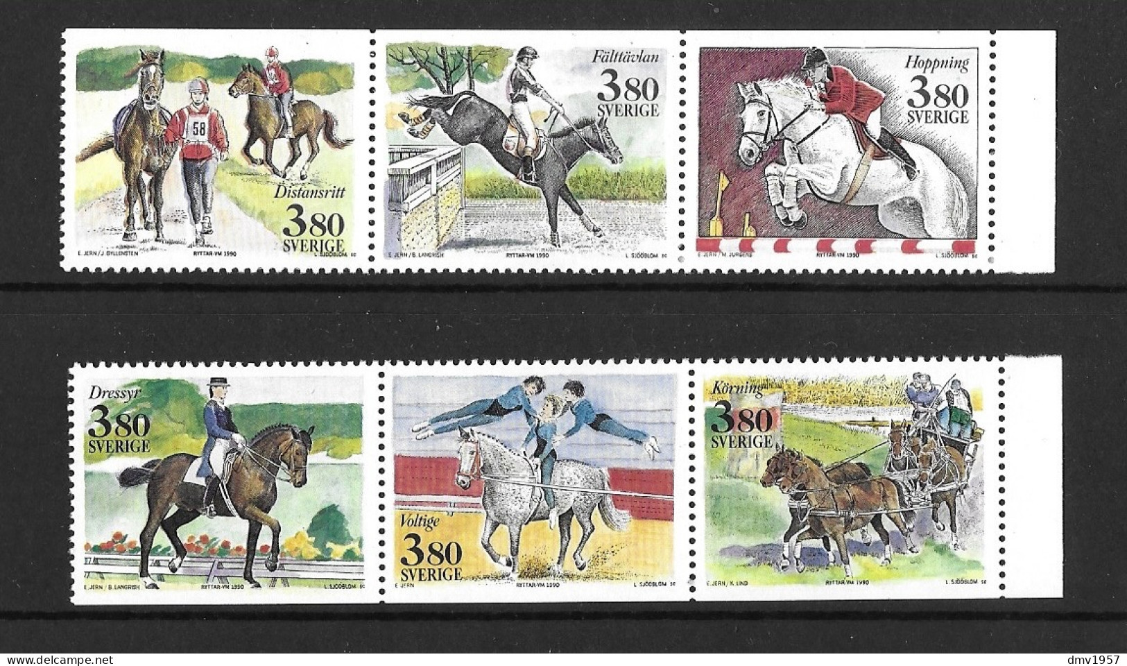 Sweden 1990 MNH World Equestrian Games, Stockholm Sg 1515/20 - Ungebraucht