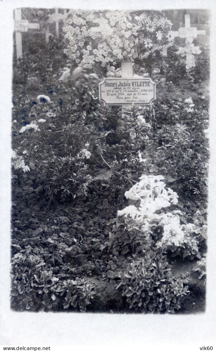 92  NANTERRE CARTE PHOTO DE LA TOMBE DU SOLDAT JULES VILETTE - Nanterre