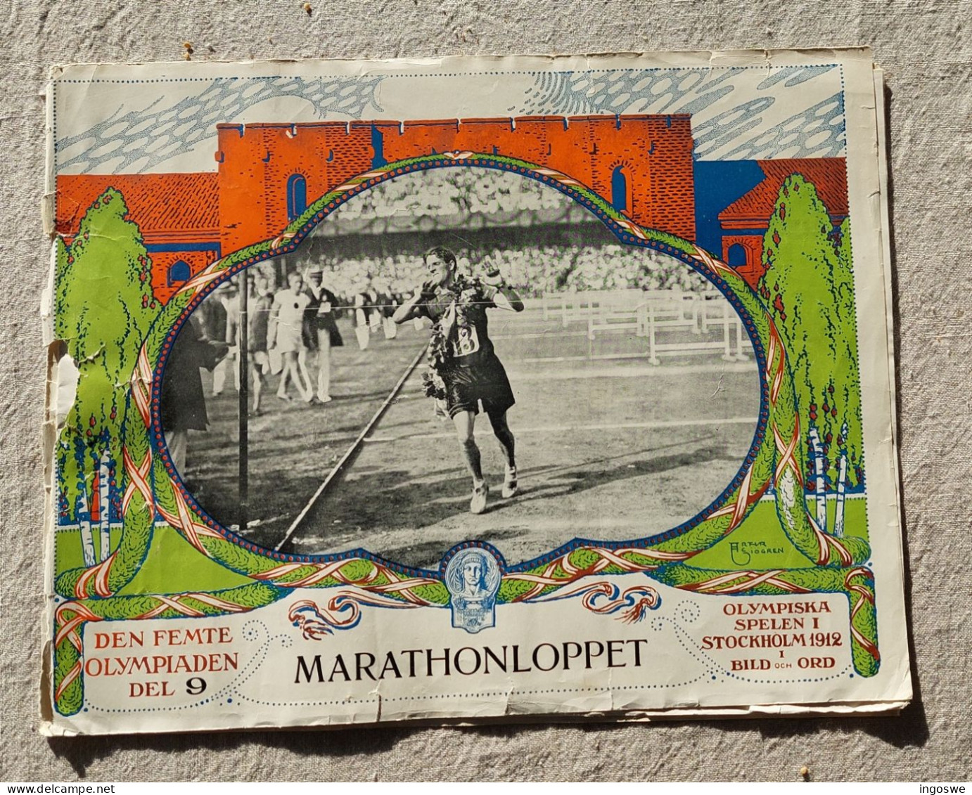 Olympic Games Stockholm 1912 - Marathon -  Original Old Program/ Review #9. Scarce But In Quit Bad Condition - Otros & Sin Clasificación