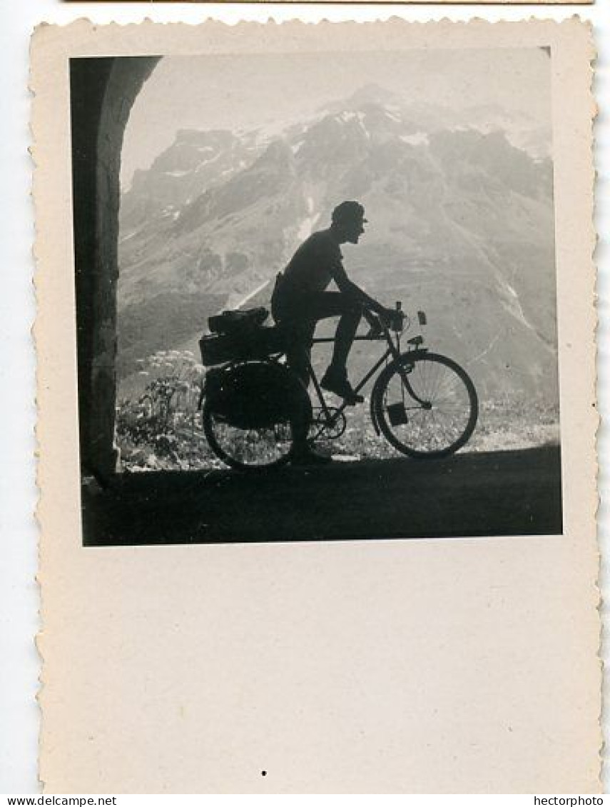 Snapshot Rare Beauté Silhouette Ombre Chinoise Homme Vélo Randonneur Montagne Tourisme - Anonymous Persons