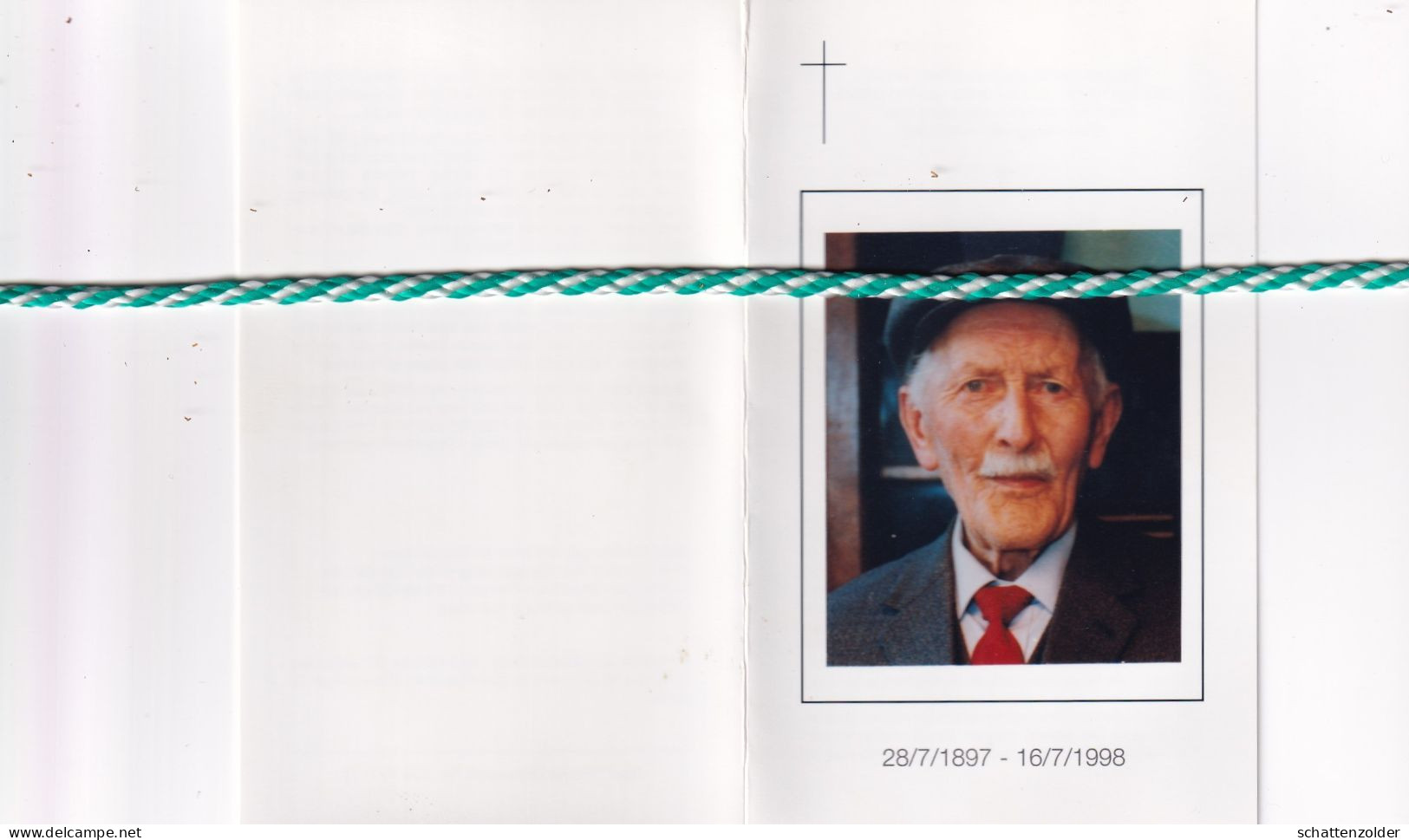 Leon Van Cauwenberghe-Vindevogel, Huise 1897, 1998. Honderdjarige. Foto - Obituary Notices