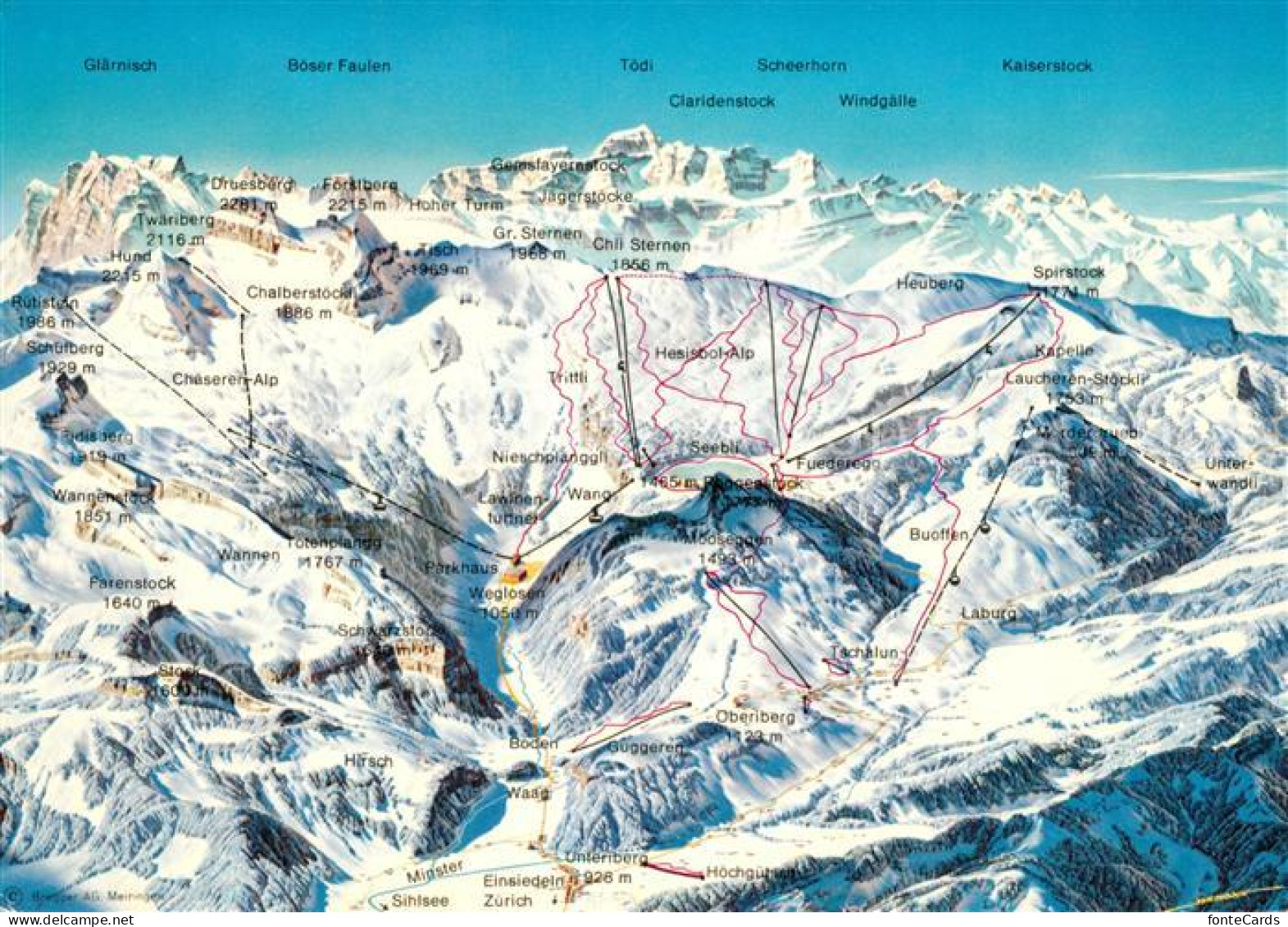 13055914 Hoch Ybrig Ferien Und Sportzentrum Panoramakarte Hoch Ybrig - Otros & Sin Clasificación