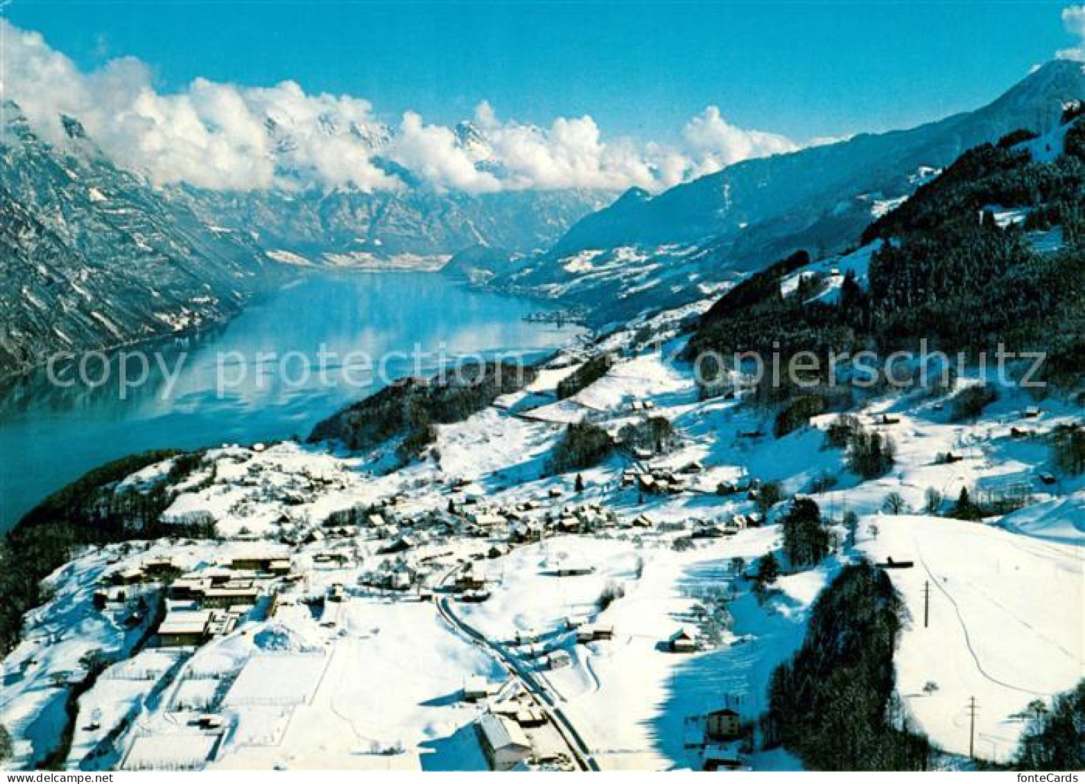 13055908 Filzbach Fliegeraufnahme Mit Walensee Filzbach - Autres & Non Classés