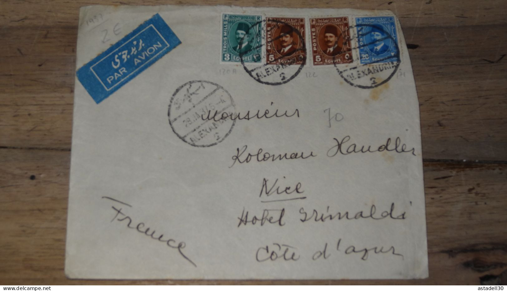 EGYPT, Alexandrie, AVION  ............ Boite1.......... 240424-24 - Lettres & Documents