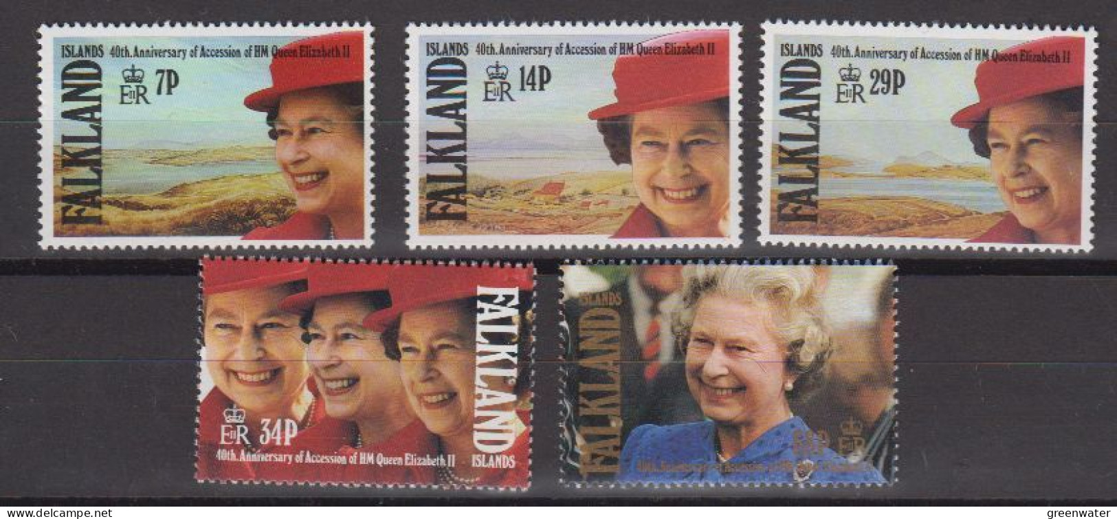 Falkland Islands 1992 40th Anniversary Accession Of Queen Elizabeth 5v ** Mnh (59681) - Islas Malvinas