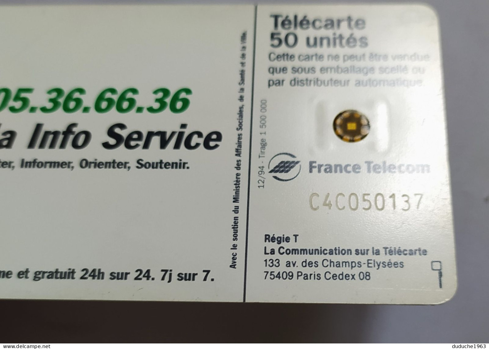 Télécarte France - Sida Info Service - Zonder Classificatie