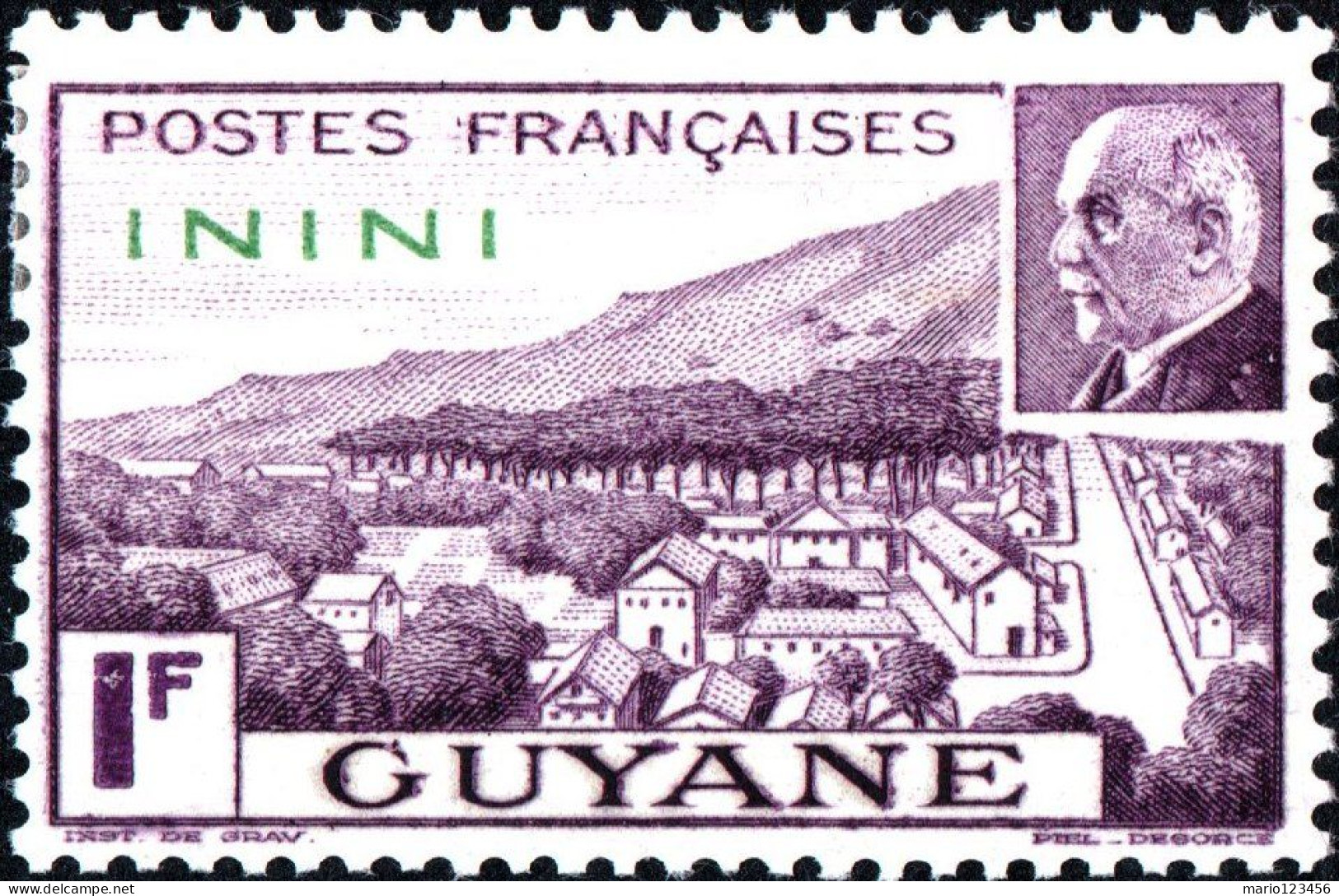 ININI, COSTUMI LOCALI, CAYENNE, PETAIN, 1941, NUOVI (MNH**) Mi:FR-INI 52, Scott:FR-INI 44, Yt:FR-INI 51 - Unused Stamps