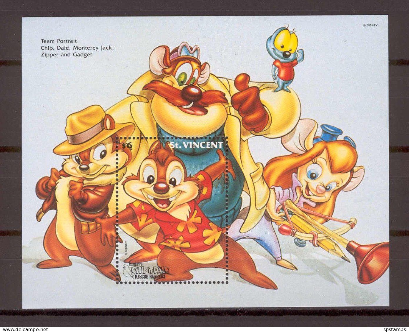 Disney St Vincent 1992 Chip N Dale - Resque Rangers MS MNH - Disney
