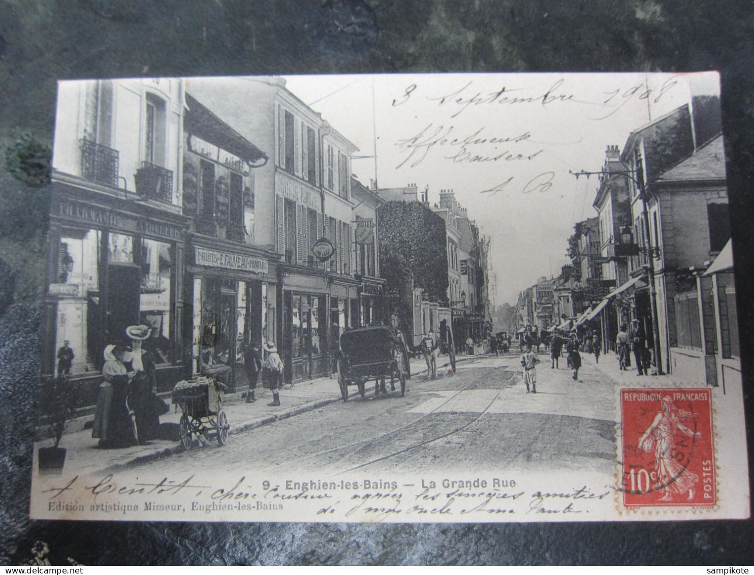 Carte Postale Val D'Oise, Enghien Les Bains, La Grande Rue - Enghien Les Bains