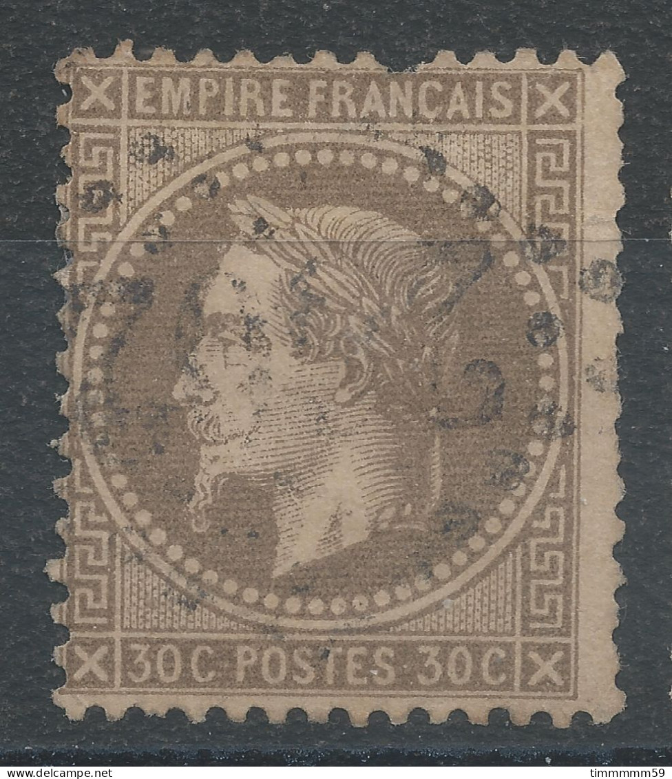 Lot N°82838   Variété/n°30, Oblitéré GC 2662 TURENNE(18), Indice 14, Fond Ligné Horizontal, Fragment De Papier Au Dos - 1863-1870 Napoléon III Lauré