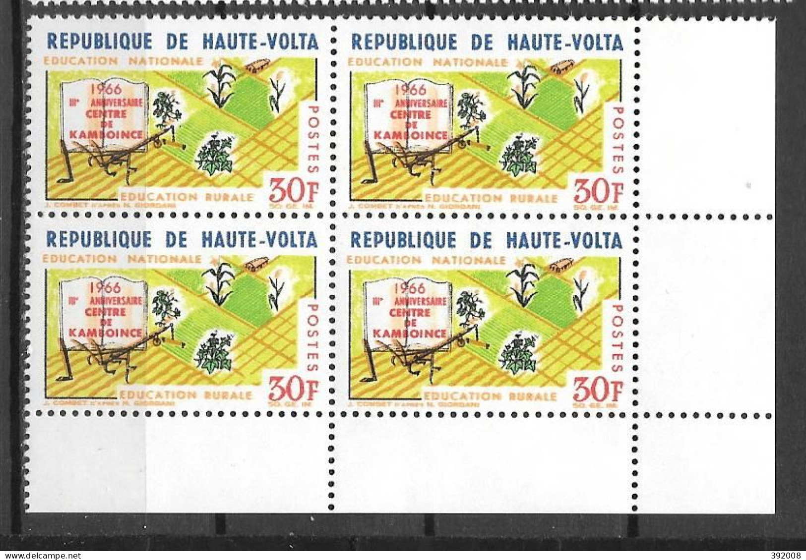 1966 - N° 174**MNH - Education Rurale - Bloc De 4 - Upper Volta (1958-1984)