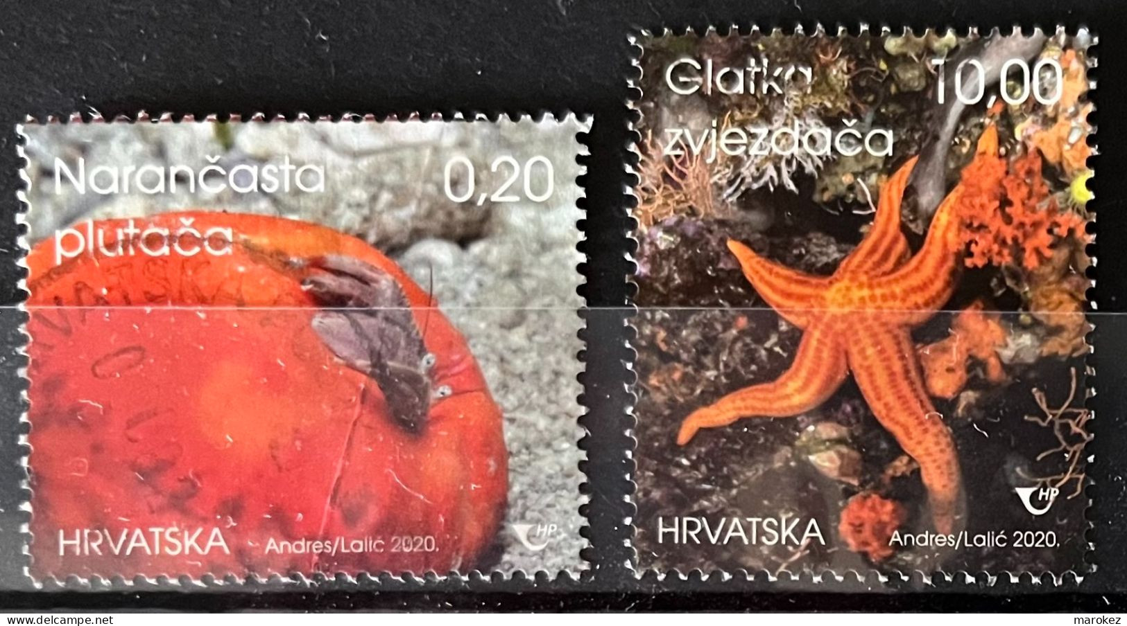 CROATIA 2020 Marine Fauna - Hermit Sponge & Smooth Starfish Postally Used Stamps Michel # 1447,1449 - Kroatië