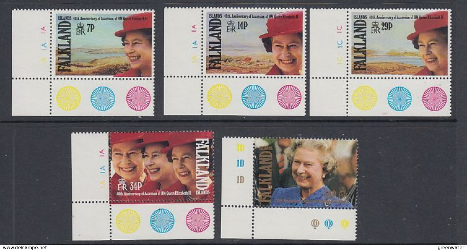 Falkland Islands 1992 40th Anniversary Accession Of Queen Elizabeth 5v (corners) ** Mnh (59681A) - Falklandeilanden