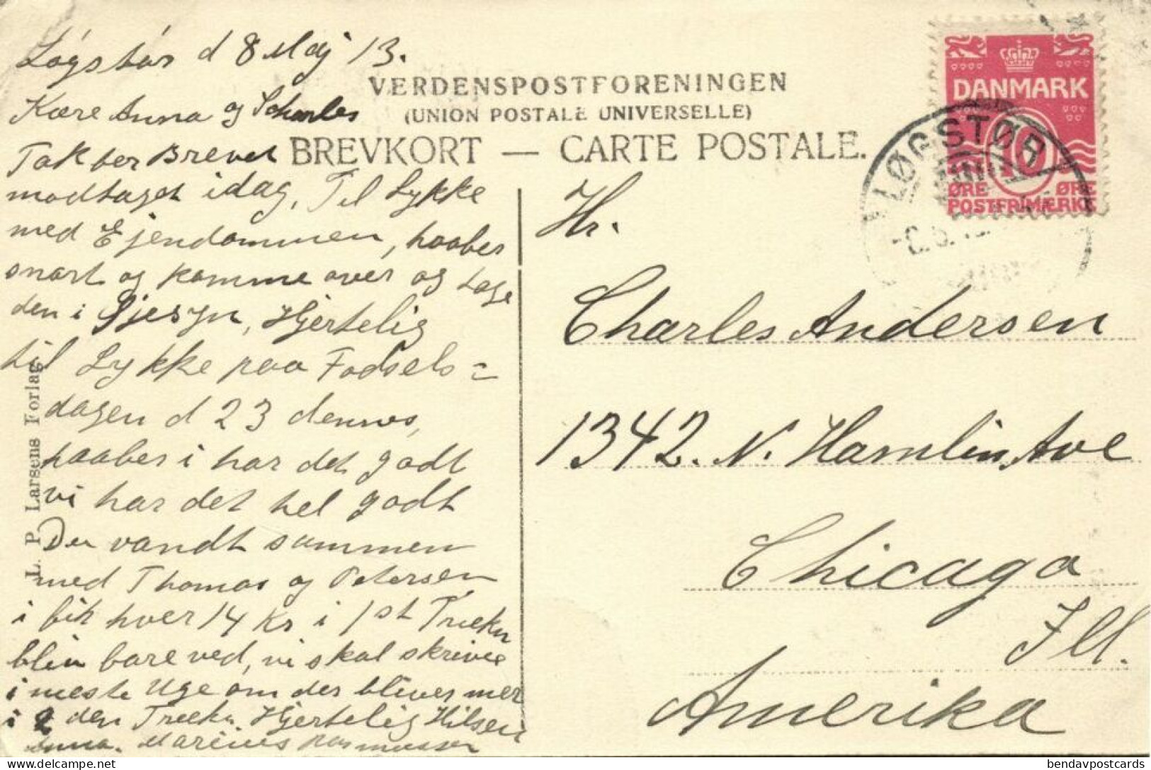 Denmark, LØGSTØR, Raadhusgaden, Church (1913) Postcard - Dinamarca