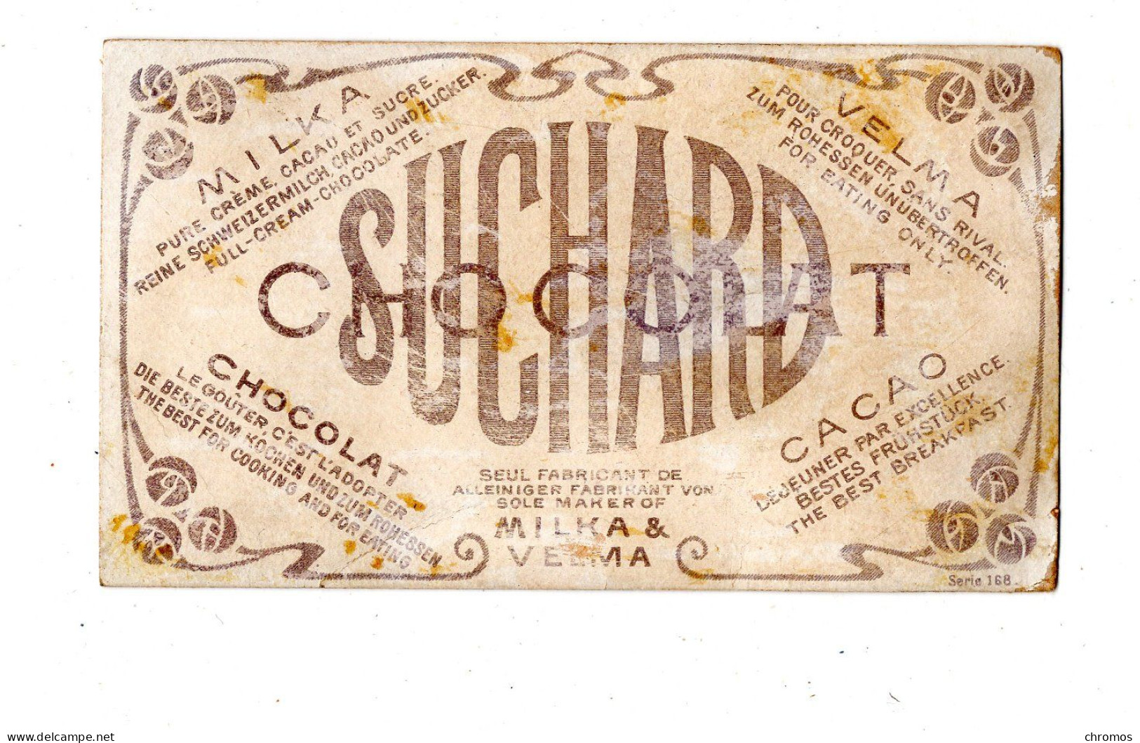 Chromo Chocolat Suchard, S 168 / 8, Serie: Publicité Pour Suchard - Suchard
