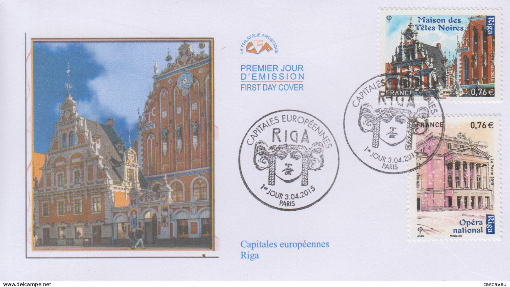 Enveloppe  FDC  1er  Jour    FRANCE   Capitale  Européenne  :   RIGA   2015 - 2010-2019