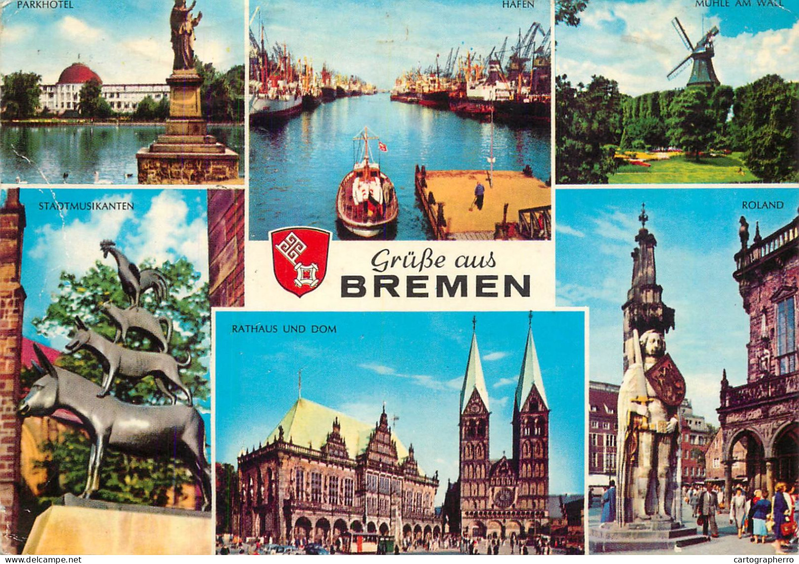 Navigation Sailing Vessels & Boats Themed Postcard Bremen Rathaus Und Dom - Voiliers