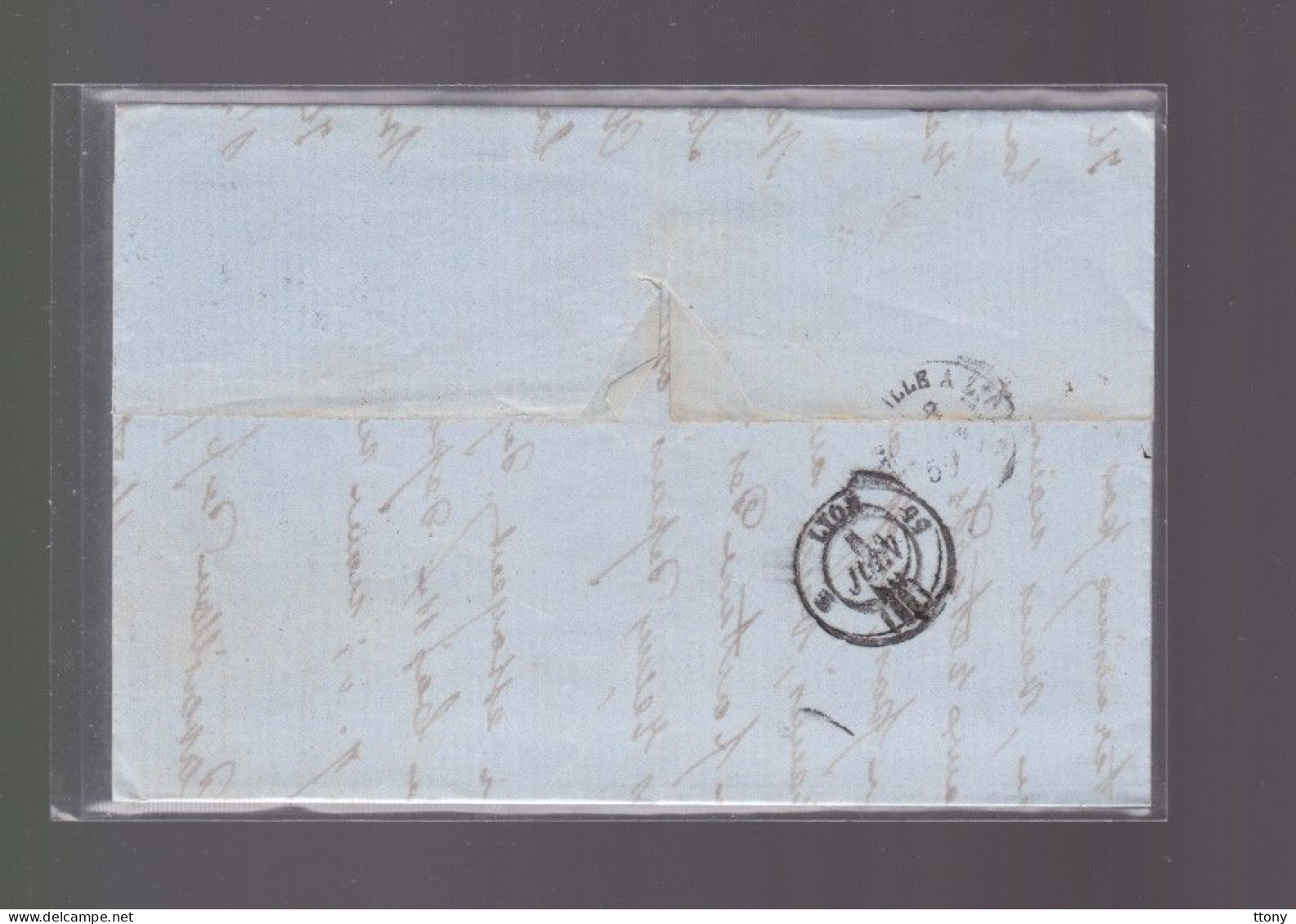 Un  Timbre  Napoléon III N° 14  20 C Bleu  Lettre  Cachet  Avignon  1859  Destination Lyon - 1853-1860 Napoleon III