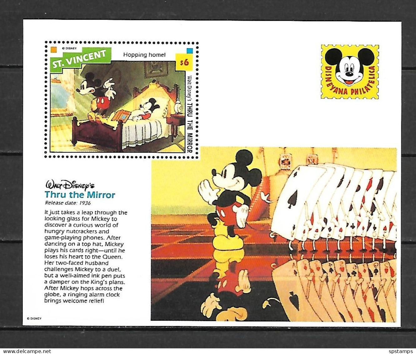 Disney St Vincent 1992 Thru The Mirror - Hopping Homel MS MNH - Disney