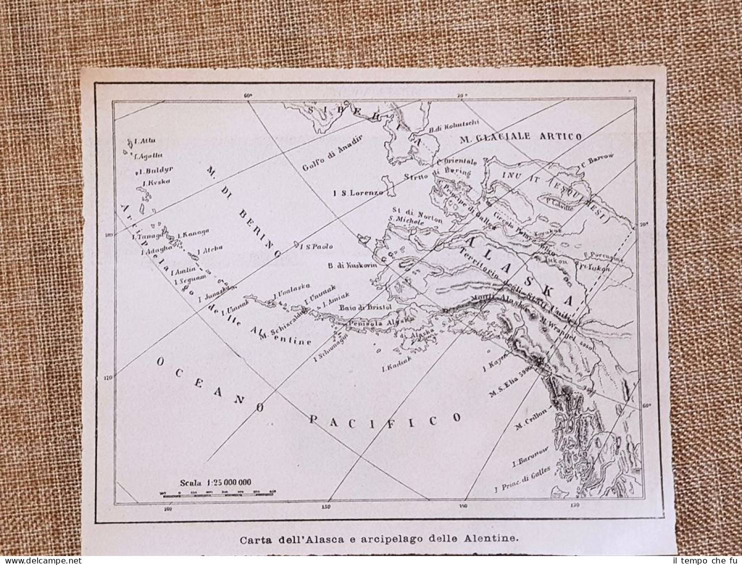 Carta Geografica O Mappa Del 1896 Alaska E Arcipelago Delle Alentine - Cartes Géographiques