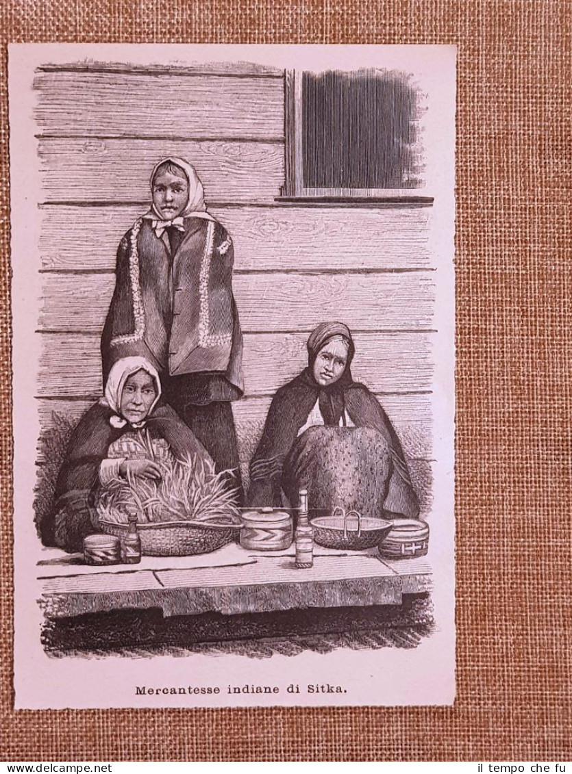 Indiani Sitka Nel 1896 Donne Mercanti Alaska Nativi Americani - Voor 1900