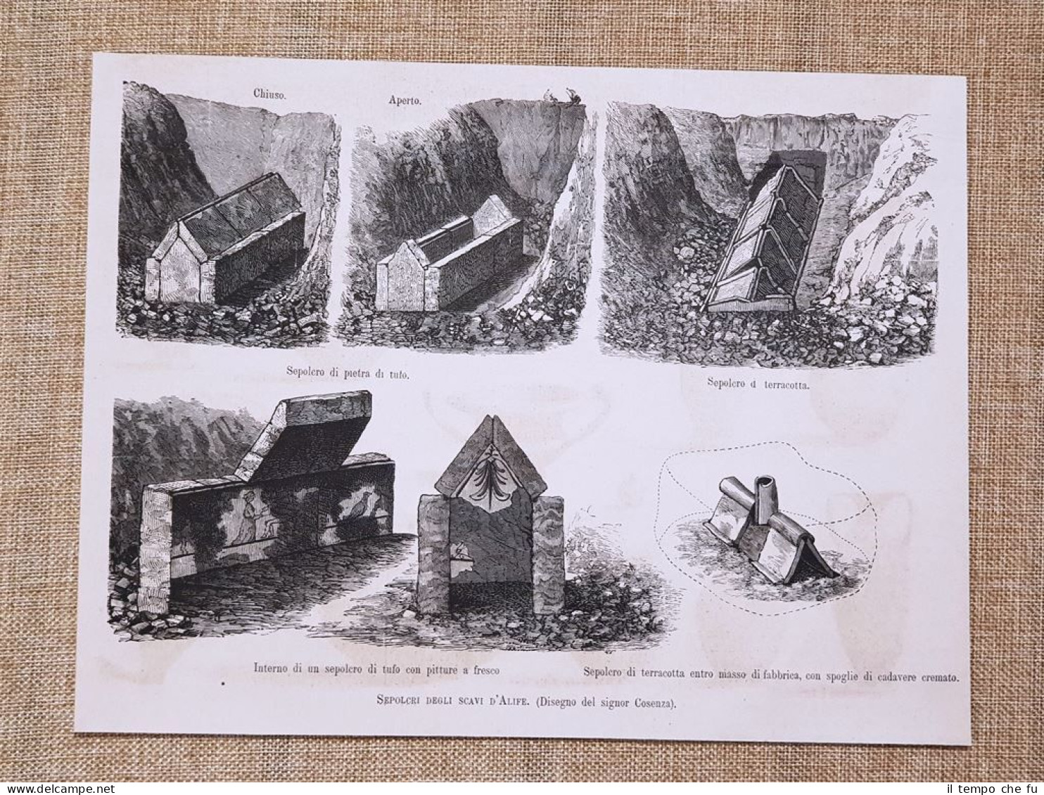 I Recenti Scavi Di Alife Del 1881 Sepolcri Caserta Campania Disegno Di Cosenza - Before 1900