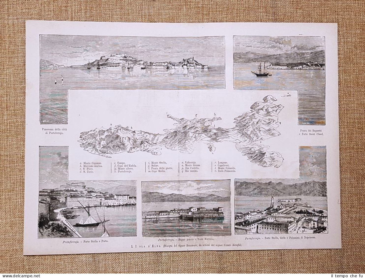 L'Isola D'Elba Nel 1881 Panorama Di Portoferrajo Forte Saint Cloud Bagno Penale - Avant 1900