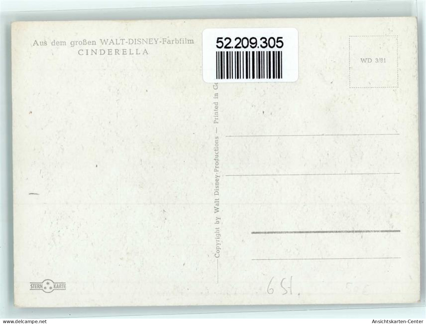 52209305 - Walt Disney Farbfilm Cinderella AK - Andere & Zonder Classificatie