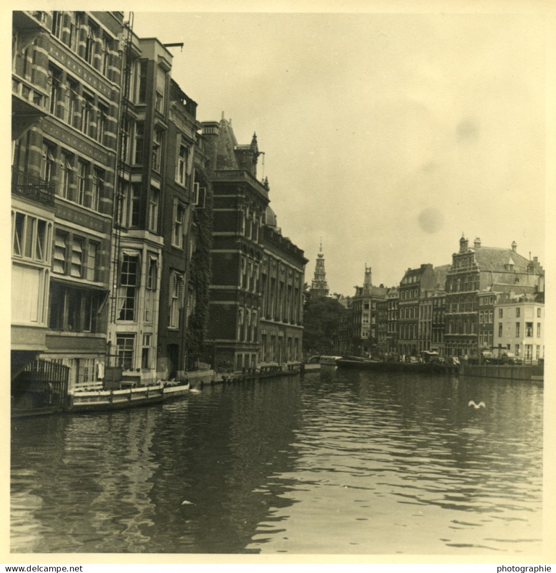 Pays Bas Amsterdam Canal Binnen-Amstel Ancienne Photo 1950 - Lugares