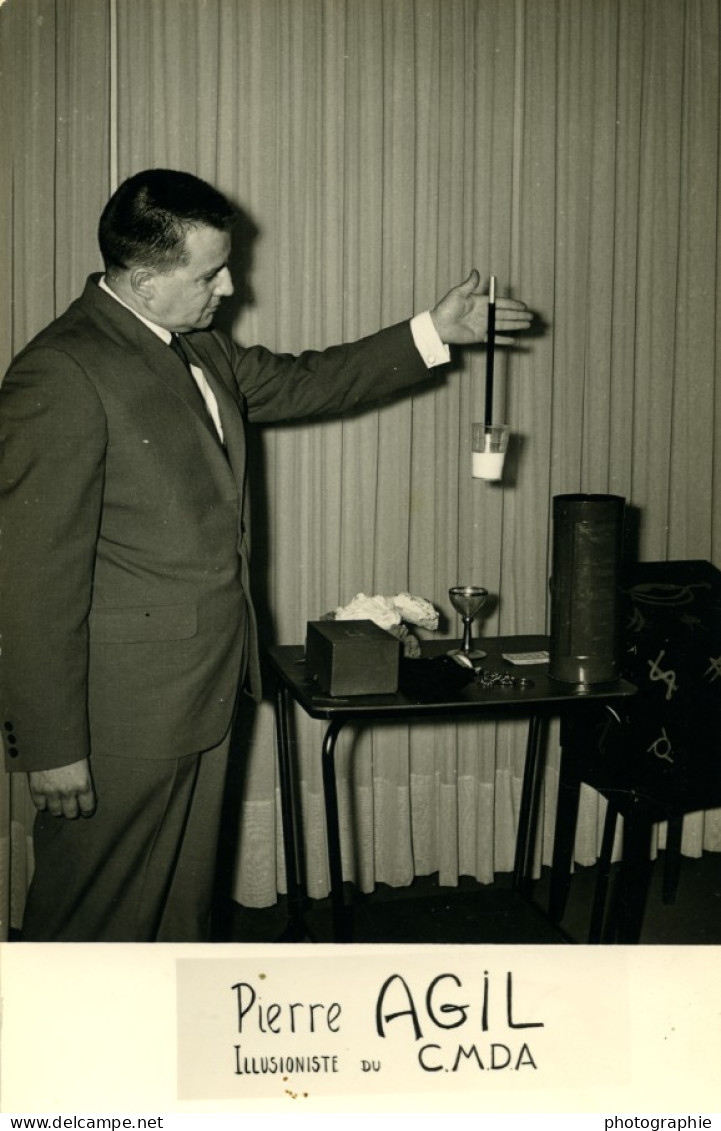 France Pierre Agill Portrait Magicien Illusioniste Ancienne Photo 1960 #1 - Célébrités