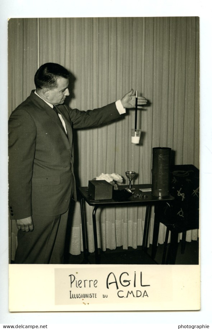 France Pierre Agill Portrait Magicien Illusioniste Ancienne Photo 1960 #1 - Célébrités