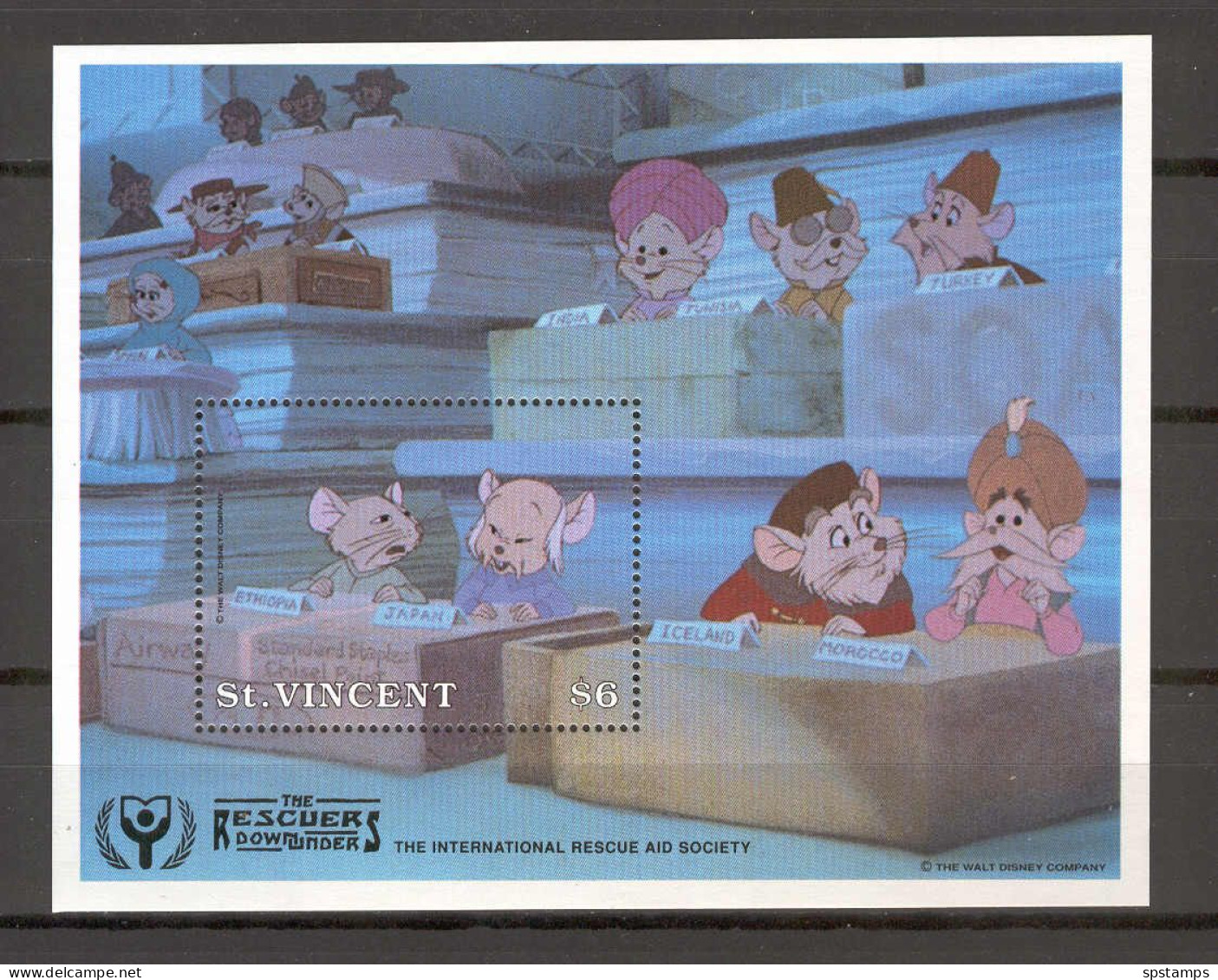 Disney St Vincent 1991 The Rescuers - The International Rescue Aid Society MS MNH - Disney