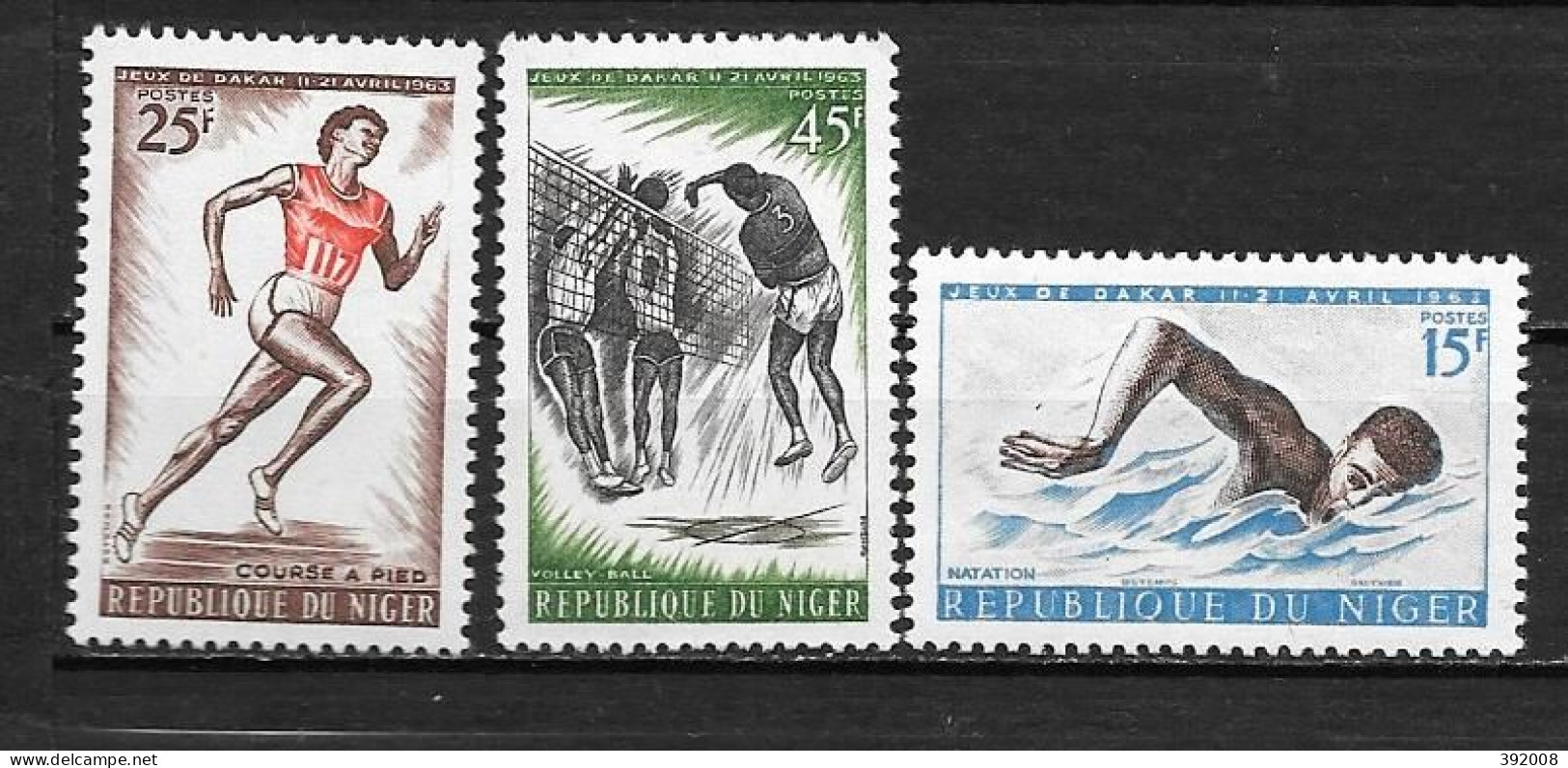 1963 - 120 à 122 *MH - Jeux Sportifs à Dakar - Níger (1960-...)