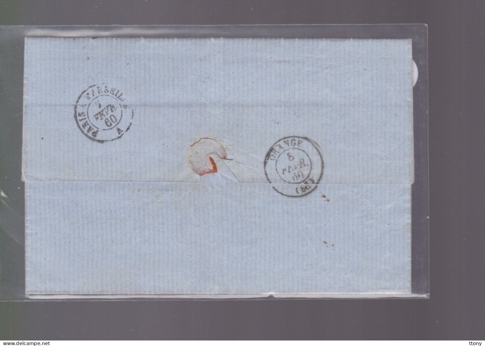 Un  Timbre  Napoléon III N° 14  20 C Bleu  Lettre  Paris  1860   Destination  Orange - 1853-1860 Napoléon III