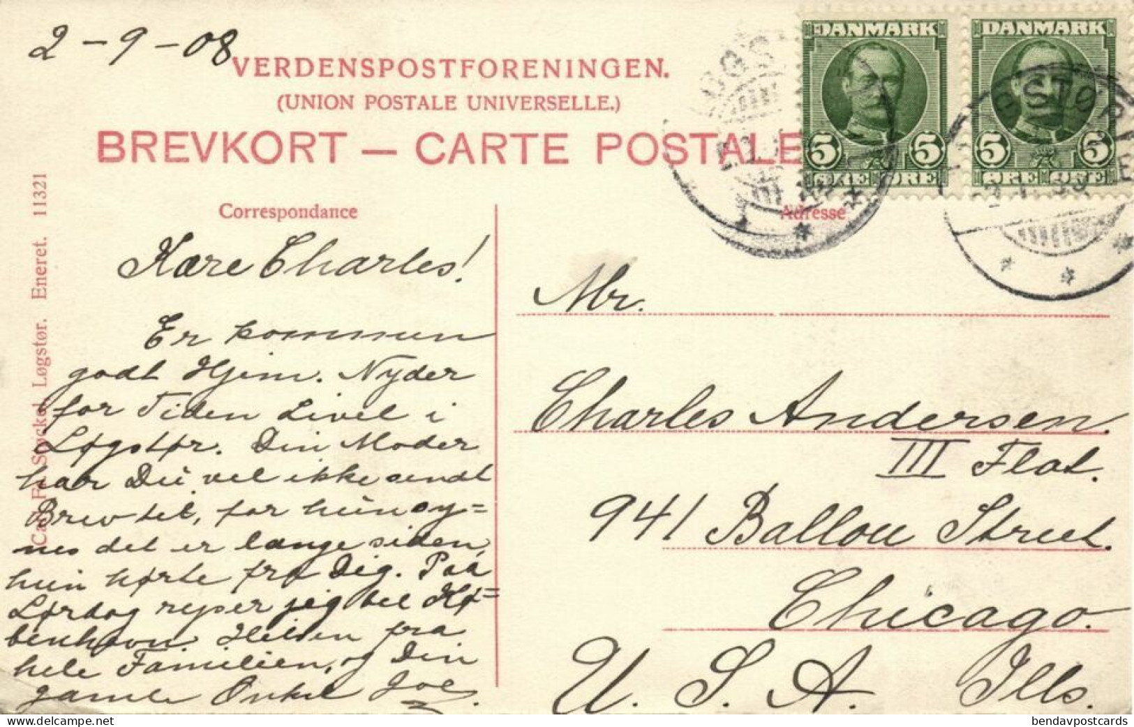 Denmark, LØGSTØR, Østerbrogade, Bike Bicycle (1908) Postcard - Dinamarca