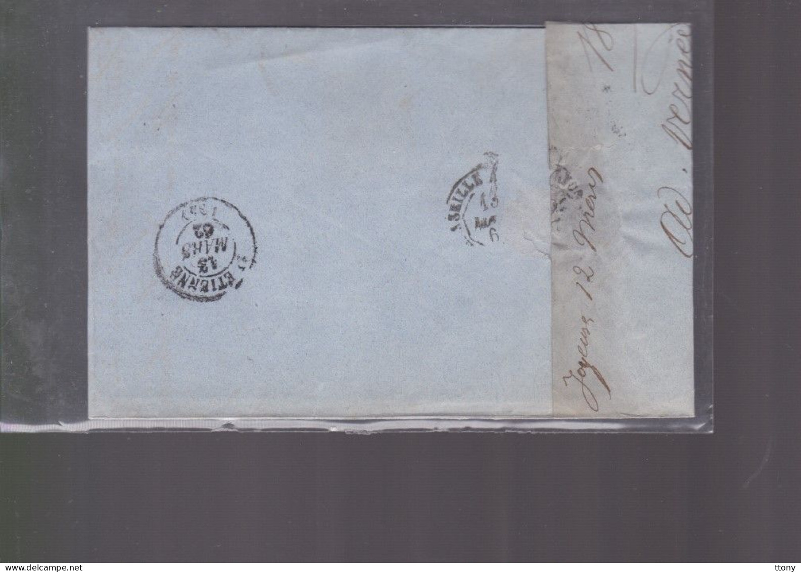 Un  Timbre  Napoléon III N° 14  20 C Bleu  Lettre  Cachet Roubaix   1857  Destination  Paris - 1853-1860 Napoleon III