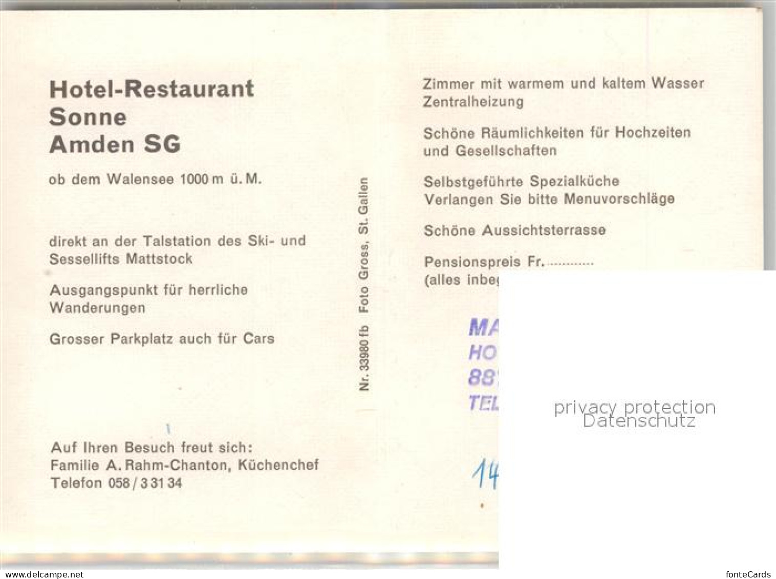 13036268 Amden SG Hotel Restaurant Sonne Gaststube Panorama Kirche Betlis - Autres & Non Classés