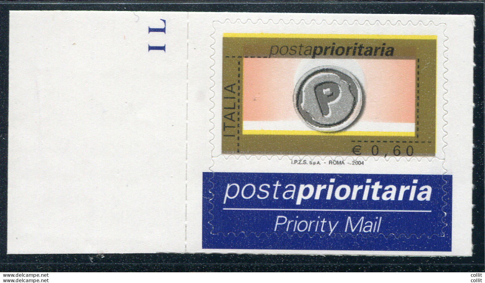 2004 Posta Prioritaria € 0.60  Varietà Stampa Del Fondo Arancio - Errors And Curiosities