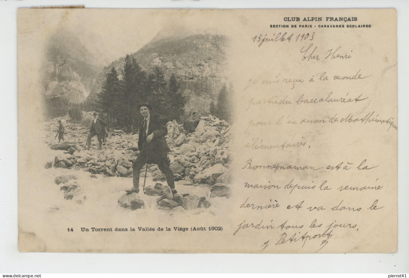 SUISSE - VALAIS - CLUB ALPIN FRANÇAIS - Un Torrent Dans La Vallée De La VIÈGE (Août 1902) - Viège