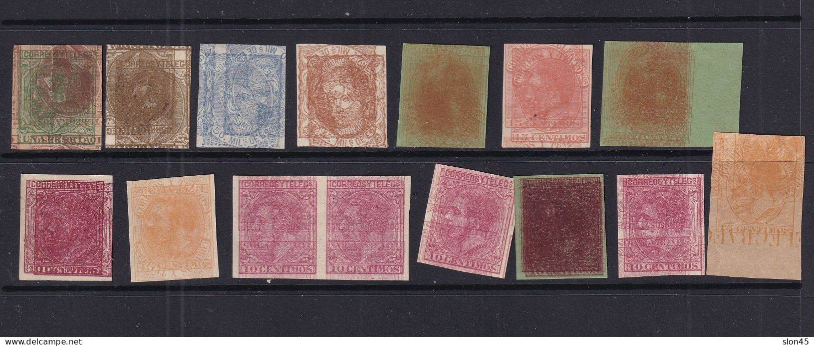 Spain 1879-82 Selection Of Printing Errors Double/imperf MNG 16125 - Other & Unclassified