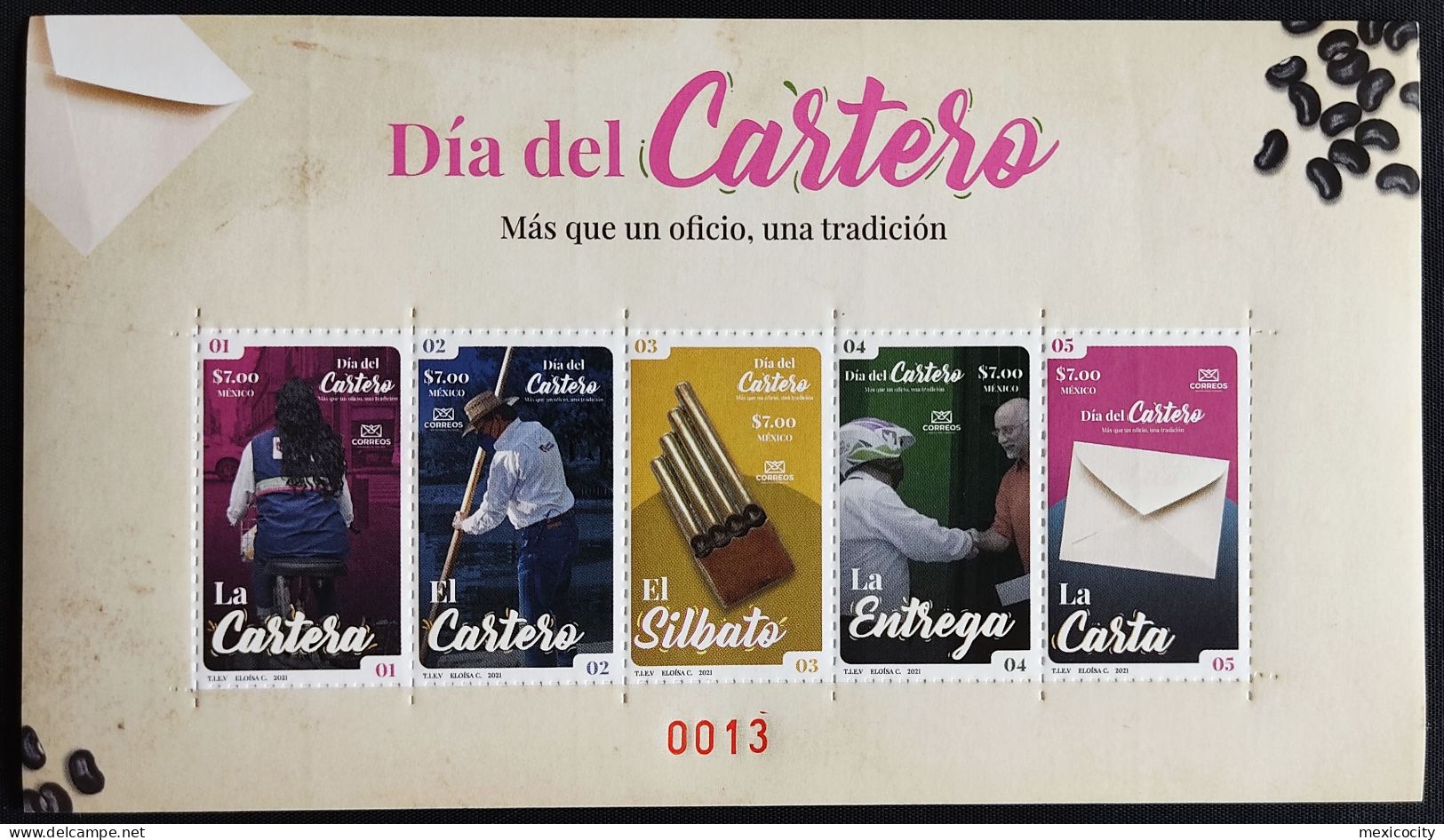 MEXICO 2021 DAY OF CARTER #13 Numbered BLOC COLLECTORS Self Adhesive, Mint + See Img., Unique - Mexico