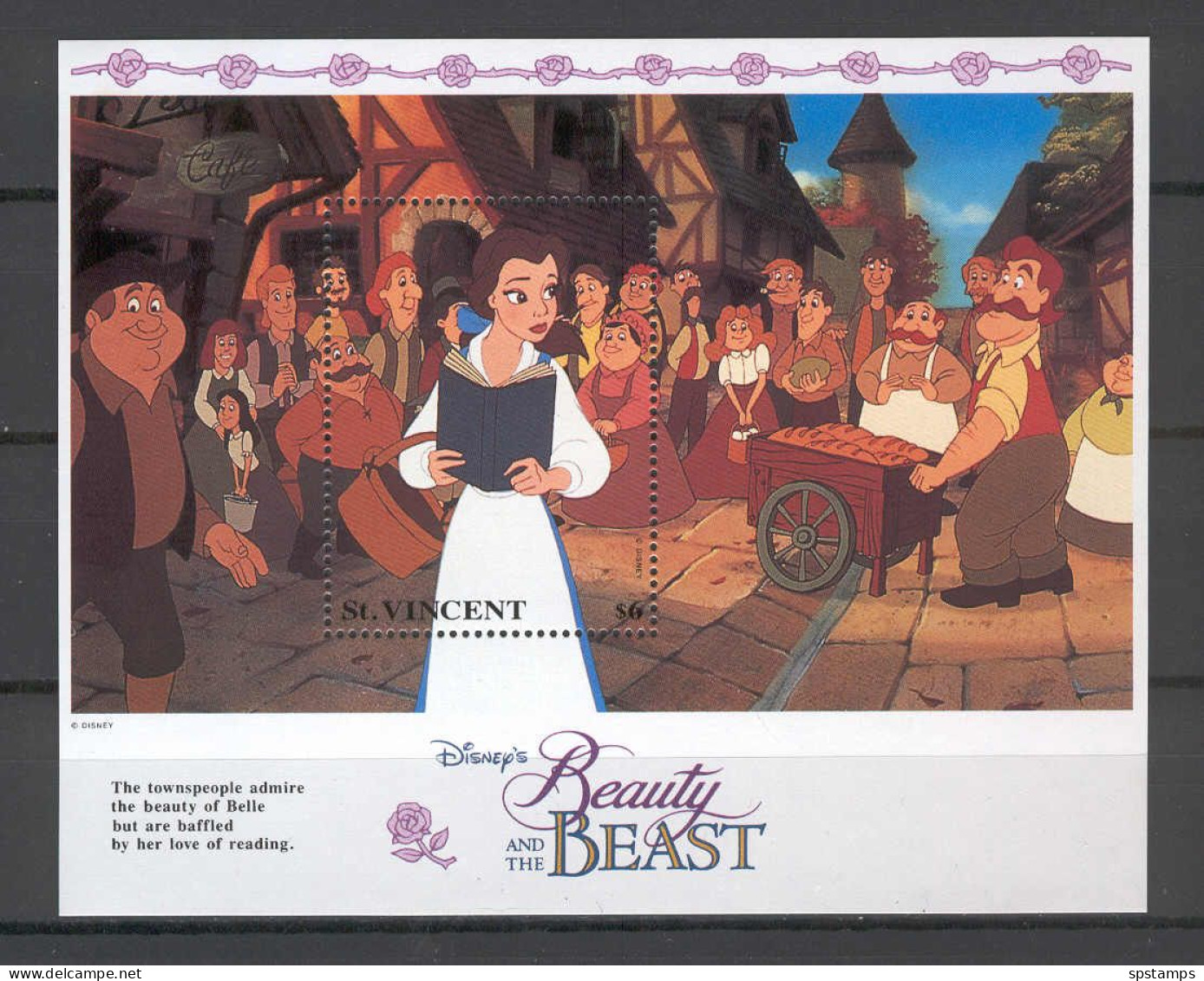 Disney St Vincent 1992 Beauty And The Beast #1 MS MNH - Disney