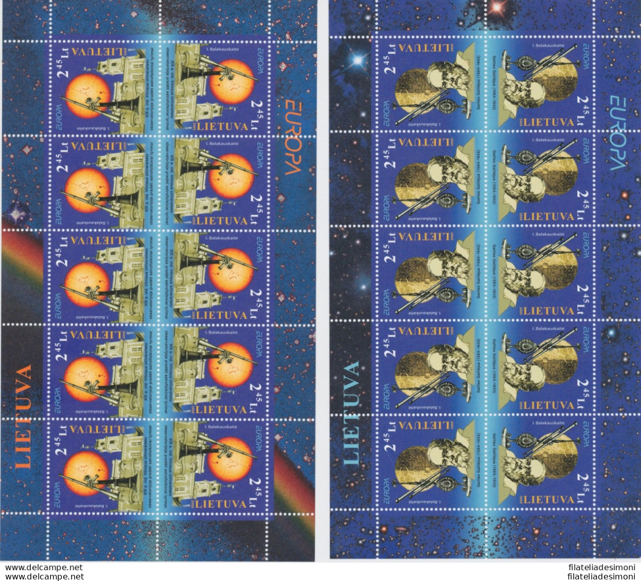 2009 EUROPA CEPT Lituania 2 Minifogli &quot;Astronomia&quot; MNH** - Altri & Non Classificati