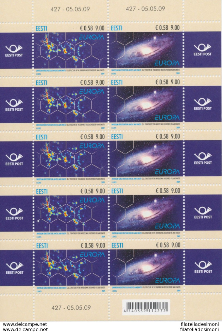 2009 EUROPA CEPT Estonia ,  Minifoglio Di 10 Valori , Astronomia , MNH** - Autres & Non Classés